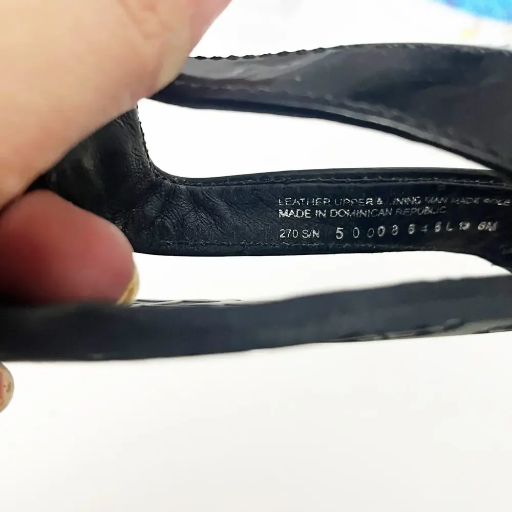 Tory Burch Black Patent Logo Flip Flops with Silver Medallions Size 6